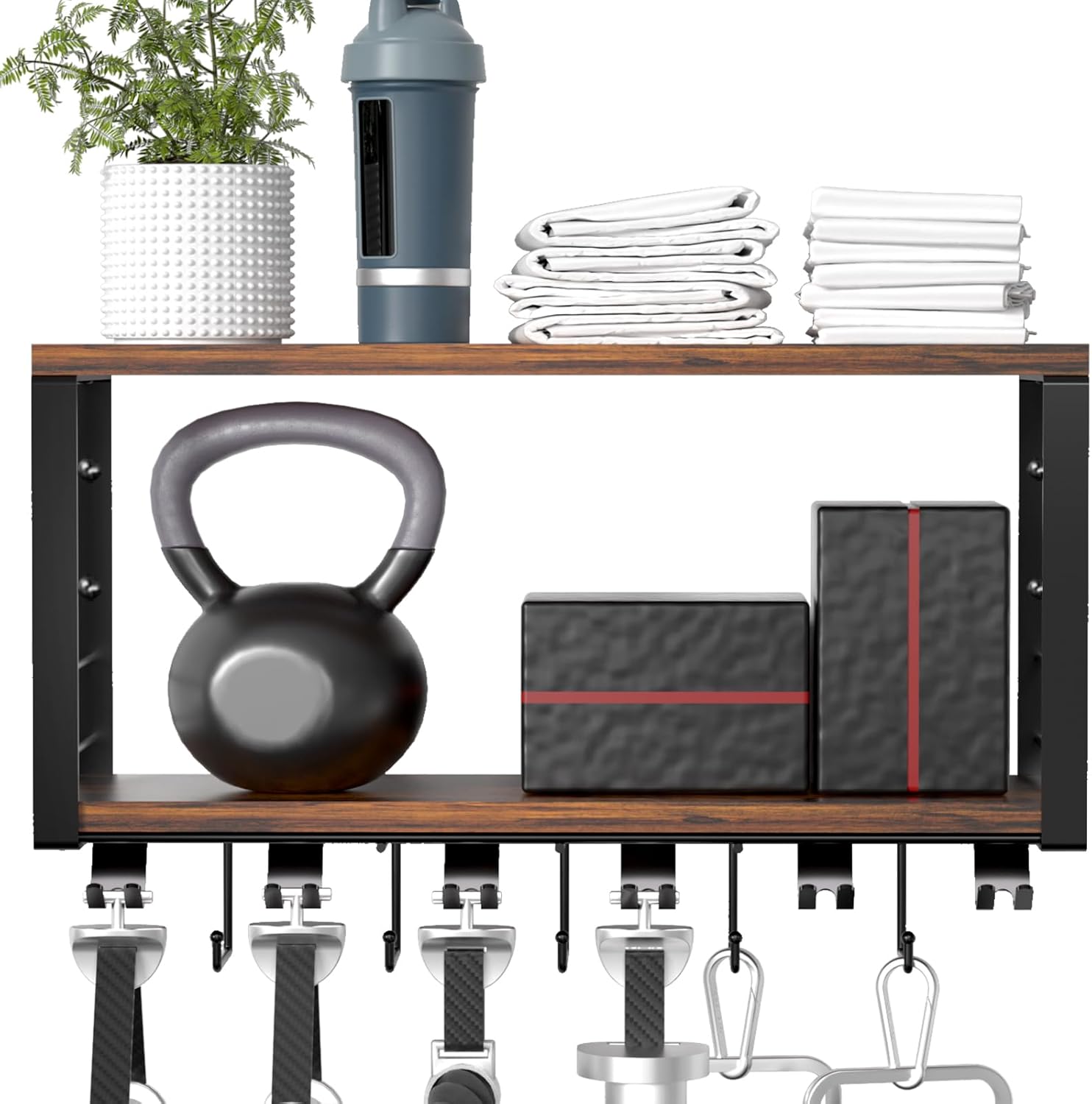 2 Tier Floating Shelf for Home Gym Storage and Organization