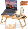 Portable Bamboo Lap Desk - Adjustable, Cooling Fan, Tilting Top