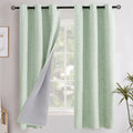 Sage Green Linen Blackout Curtains 63 in - Thermal, Grommet Panels