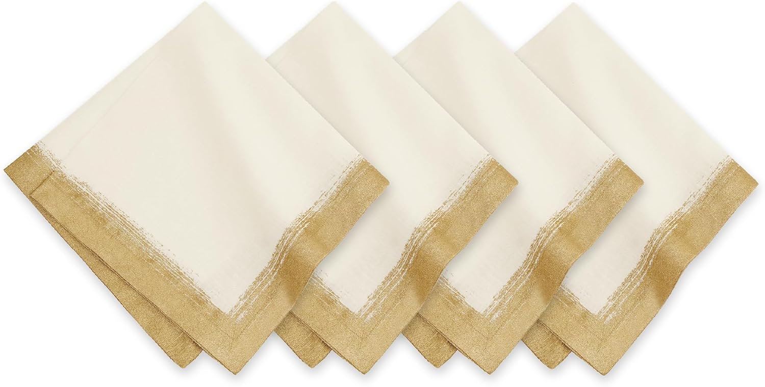 Villeroy & Boch Linen Blend Metallic Brushstroke Napkins Set