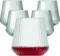 40 Pack Plastic Ribbed Wine Glasses 14Oz - Unbreakable Stemless Cups
