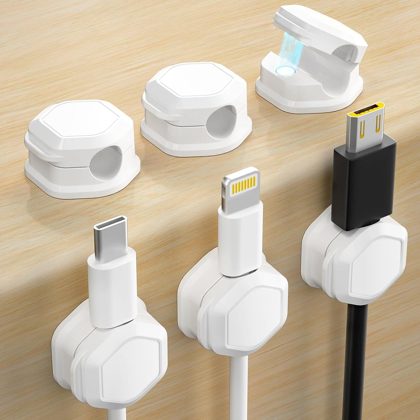 6 Pack Magnetic Cable Clips - Desk Organizer