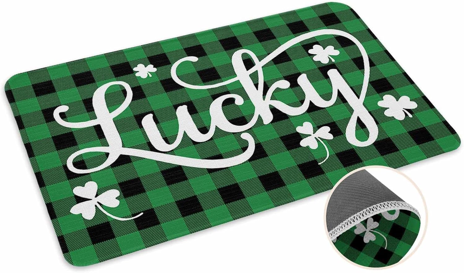 St. Patrick's Day Buffalo Plaid Doormat for Indoor and Outdoor Use