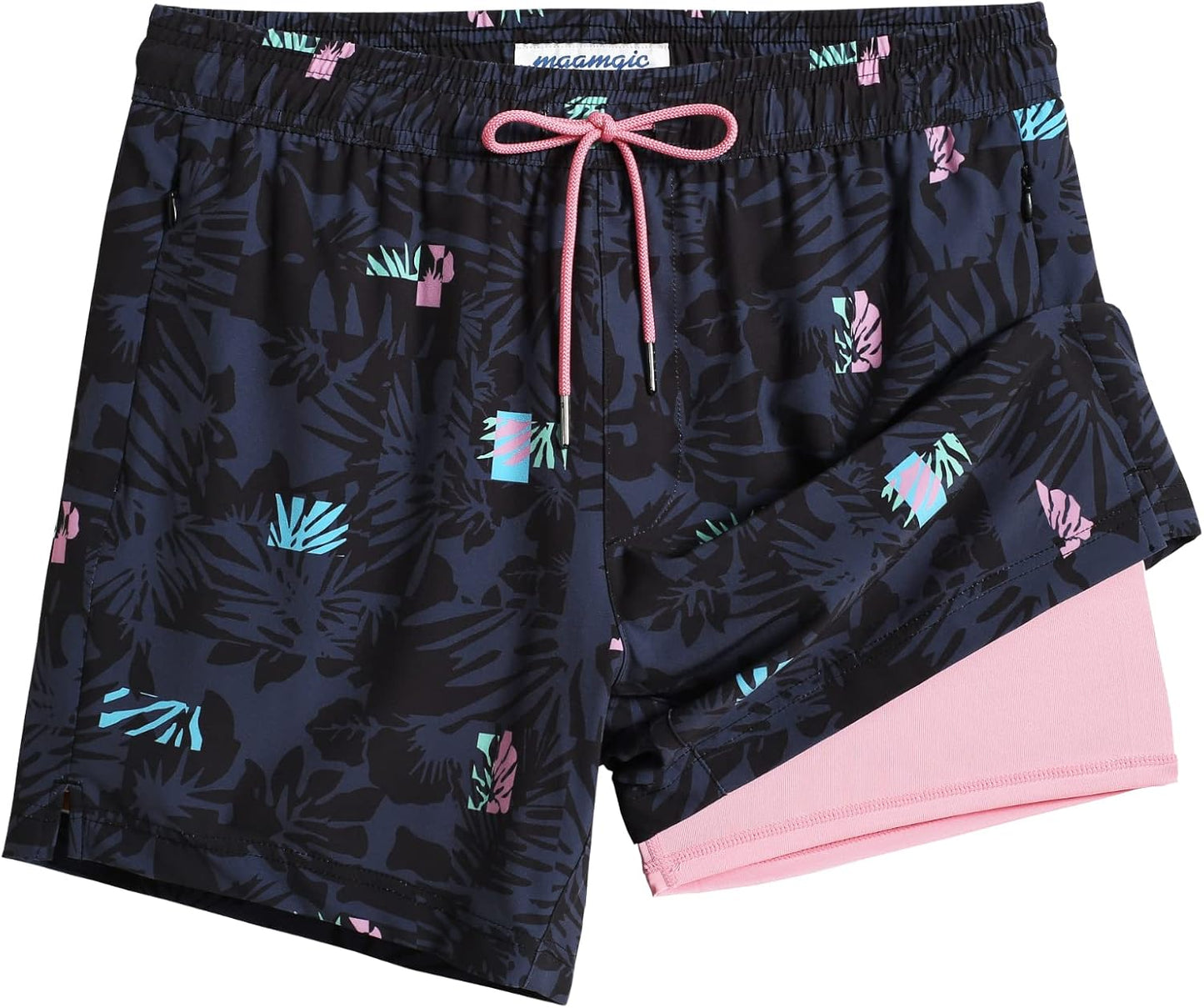 maamgic Mens Swim Trunks with Compression Liner for Comfort