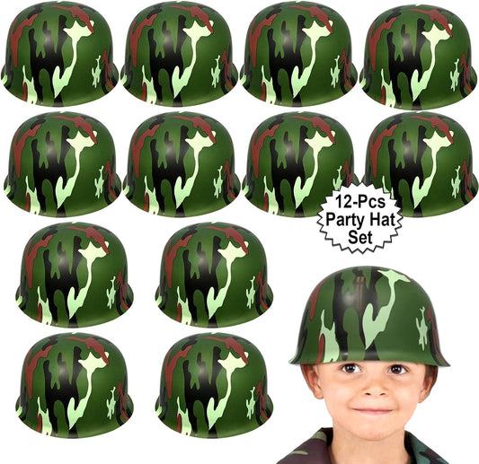12 Camo Army Helmets for Kids | Soldier Party Favors