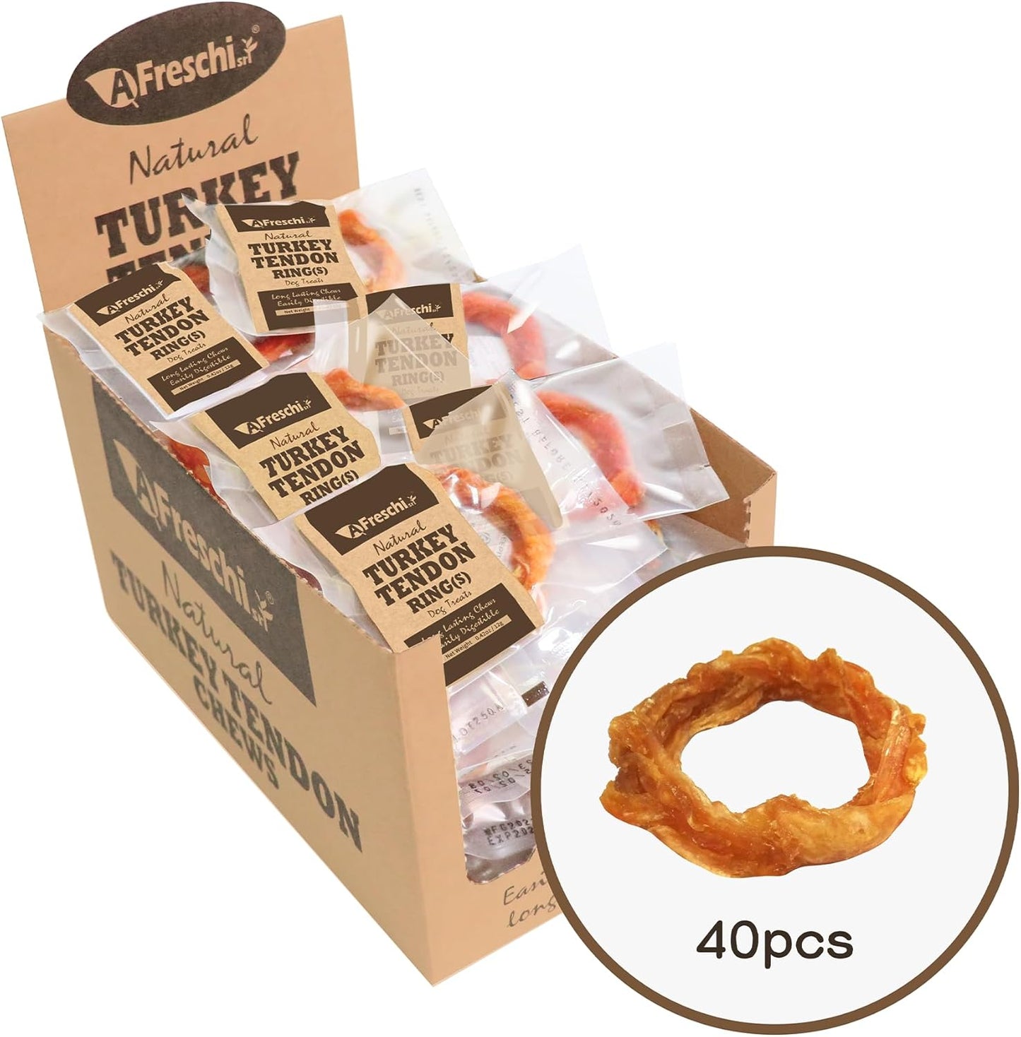 Natural Turkey Tendon Ring Dog Treats for Healthy Chewing