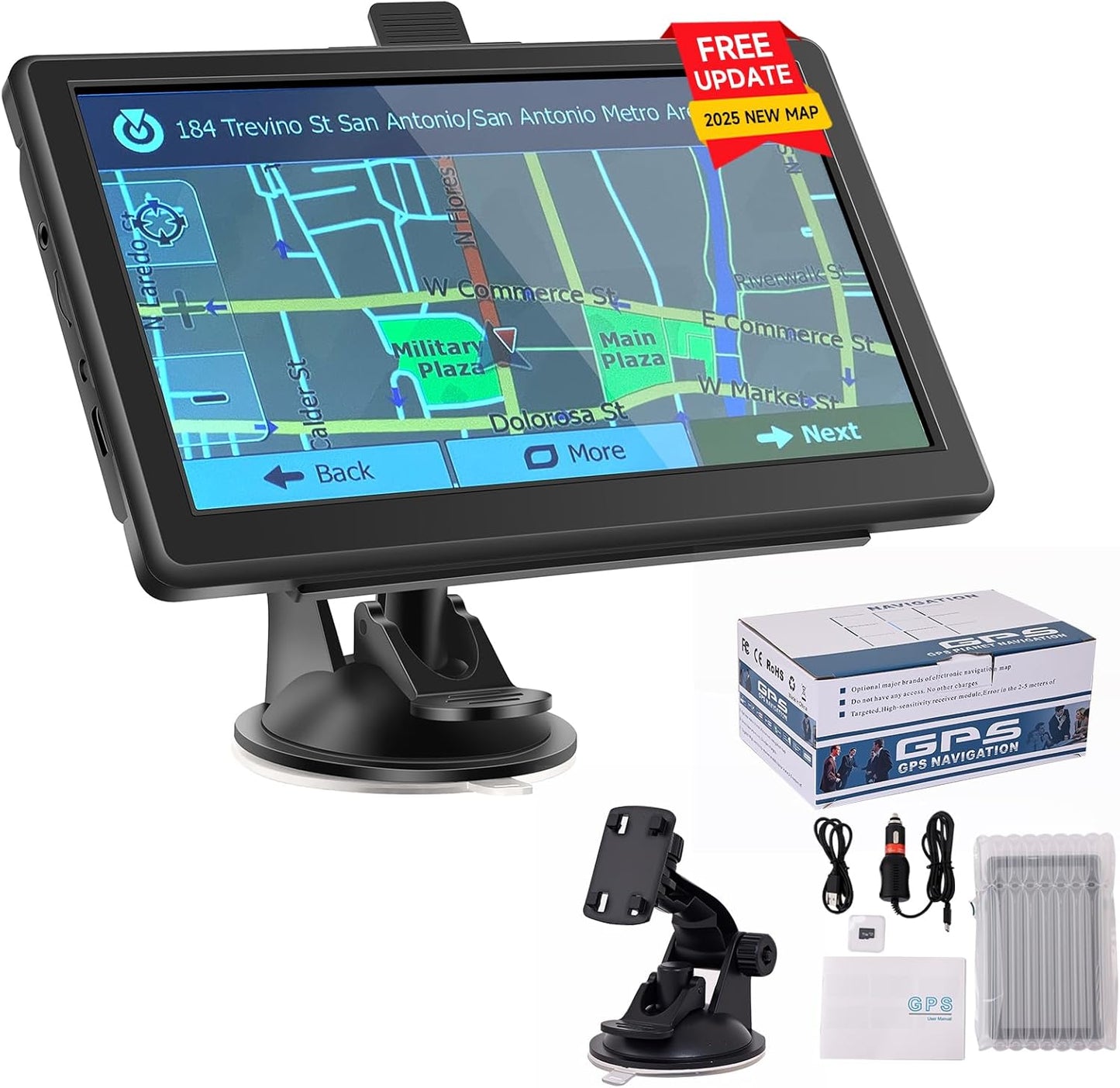 GPS Navigator for Car Truck RV with 2025 Maps and Touchscreen