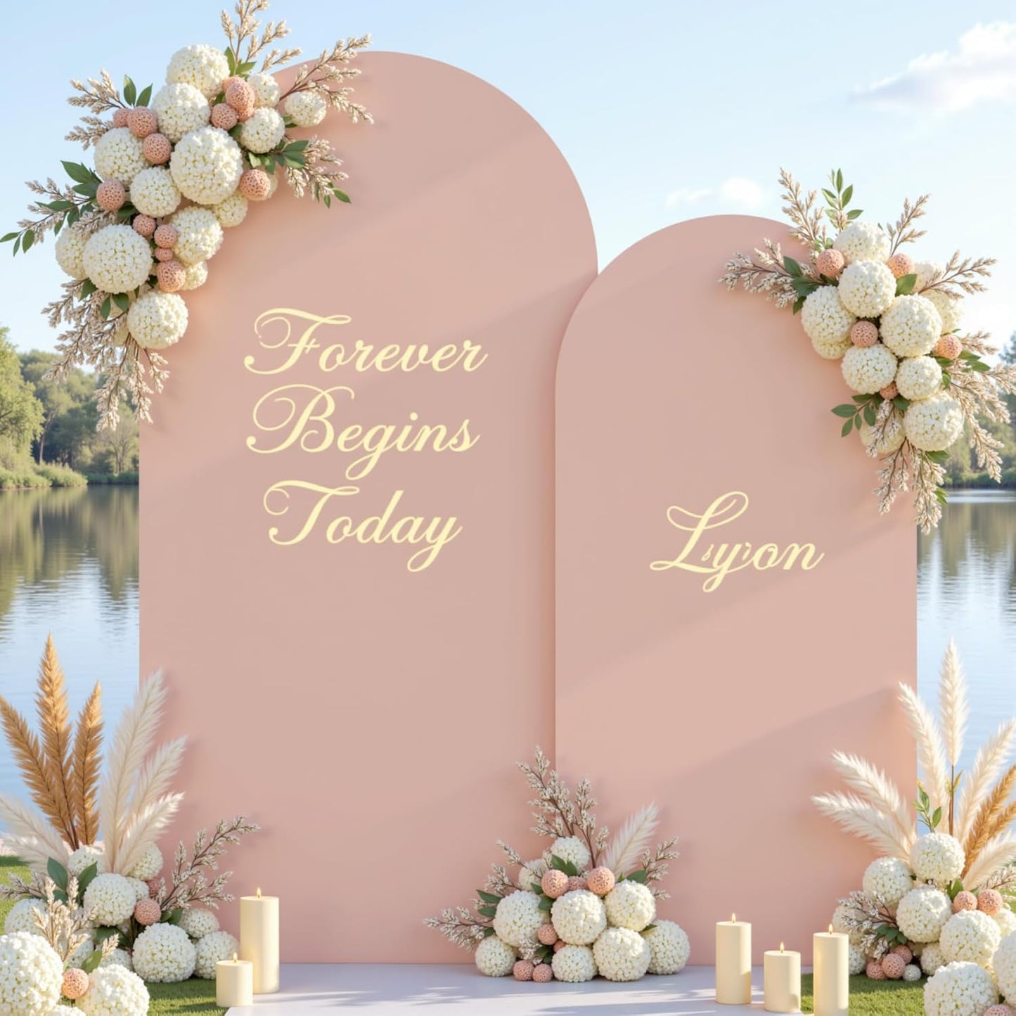 Nude Arch Backdrop Cover Set of 2 for Elegant Party Decor