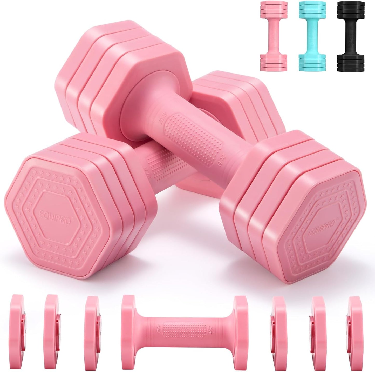 Adjustable Dumbbell Set for Women - 4 in 1 Free Weights