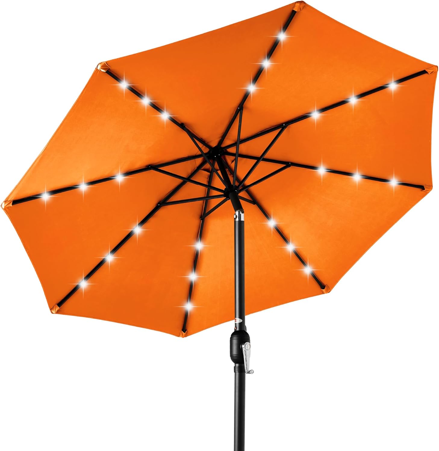 10ft Solar LED Lighted Patio Umbrella with Tilt Adjustment