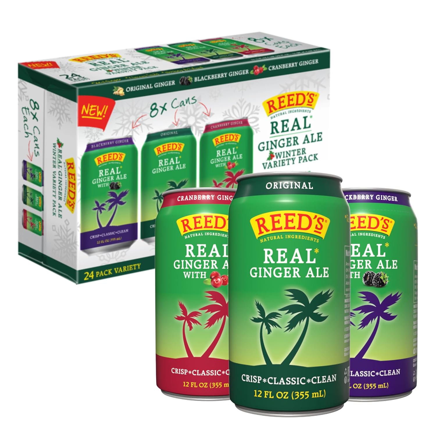 Reed's Winter Variety Pack Ginger Ale - Three Flavors in One