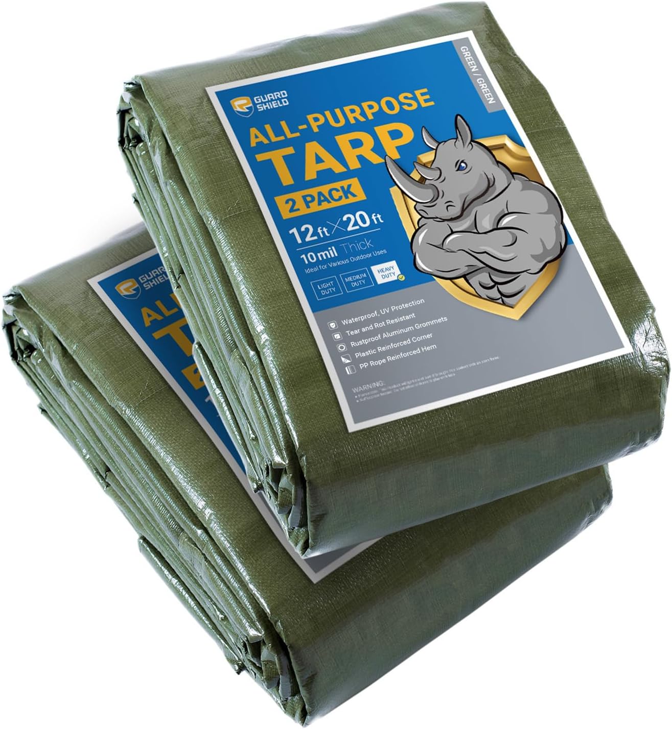 Heavy Duty Waterproof Tarps 12x20 Feet Green Poly Tarp Cover