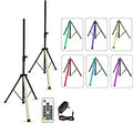 PA Speaker Stands Pair with LED Lights - Height Adjustable DJ Tripod