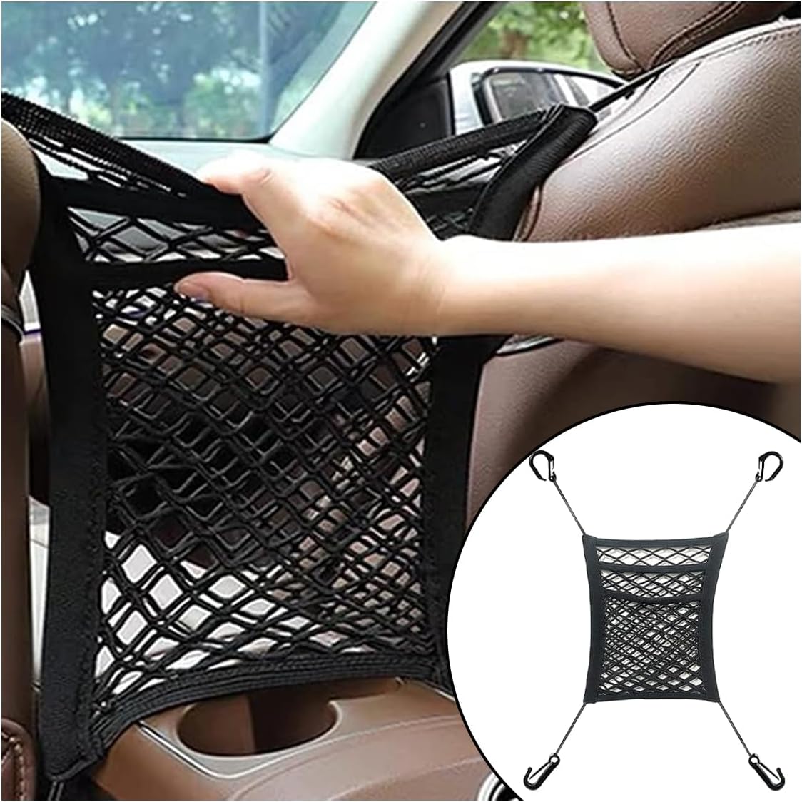 JOYCOURT Car Mesh Organizer - 3-Layer Storage Net