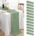 Sage Green Cheesecloth Table Runner 12 Pack 35 x 120 in - Boho Rustic