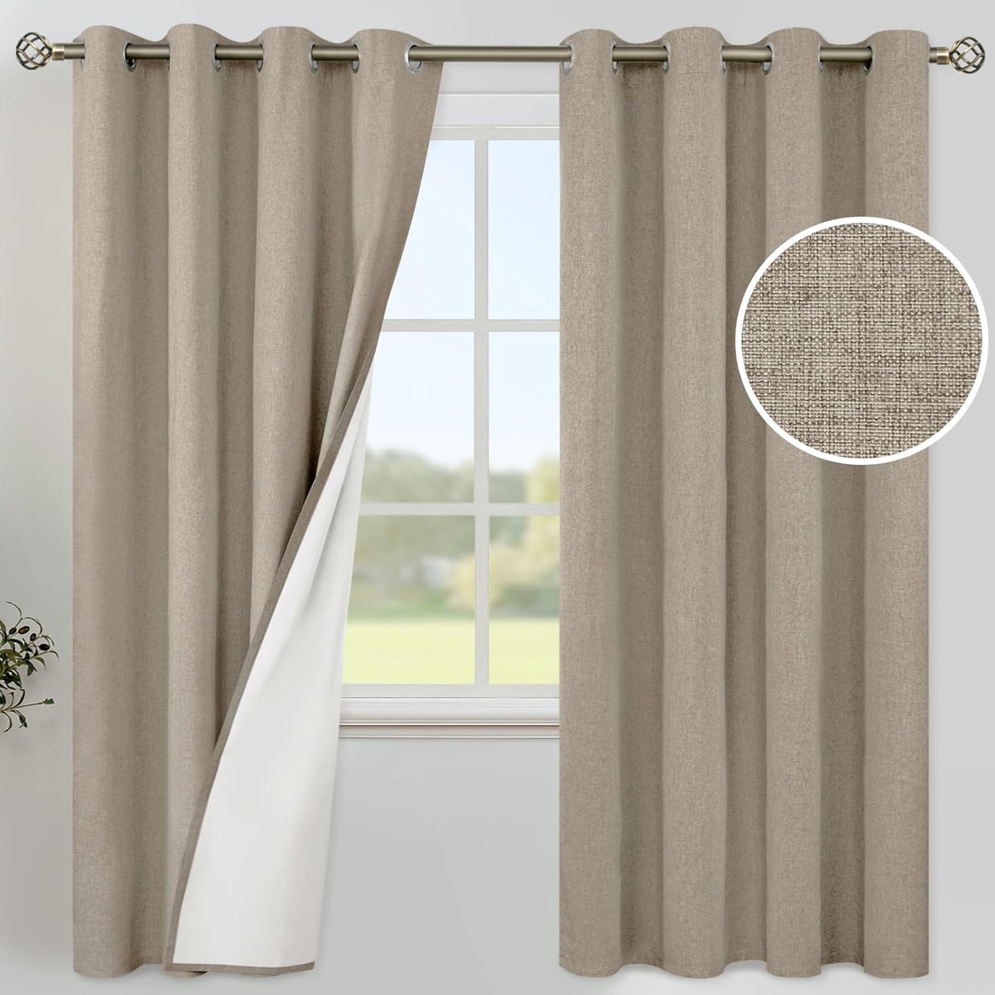 YoungsTex 100% Blackout Curtains for Bedroom and Living Room