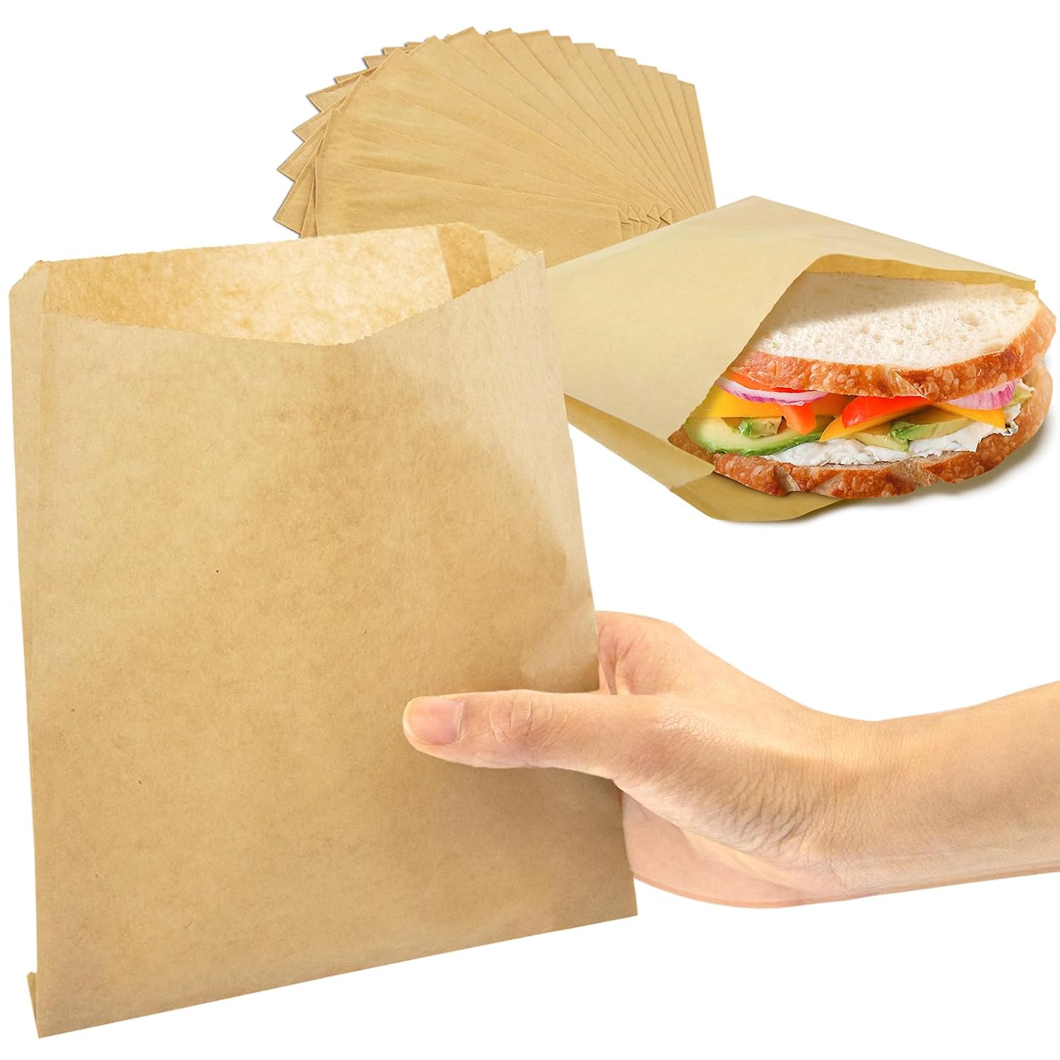 Fit Meal Prep 1000 Pack Paper Sandwich Bags for Food Packing