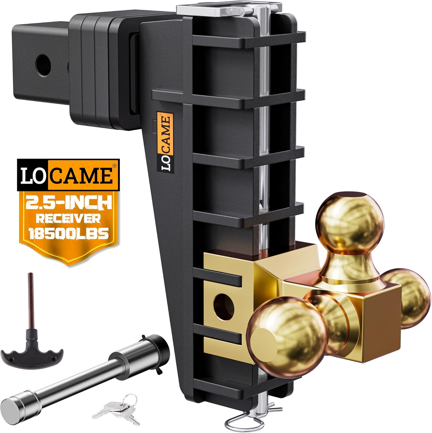 LOCAME Adjustable Trailer Hitch with Tri-Ball for Heavy Duty Towing