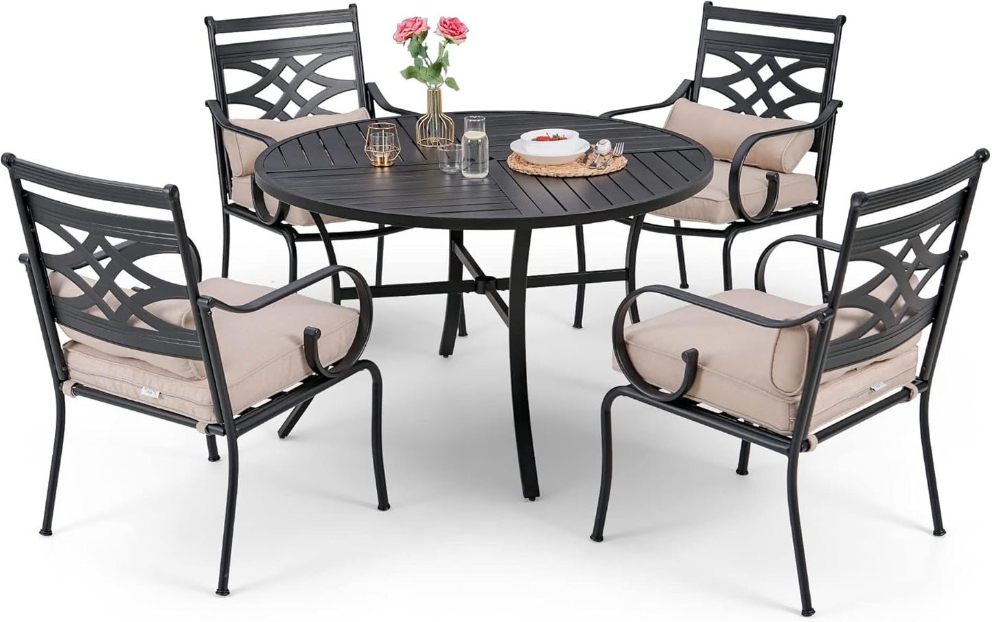 Sophia and William Outdoor Patio Dining Set for 4 with Cushions