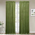 StangH Velvet Curtains 84 in Long Grass Green - Blackout Drapes