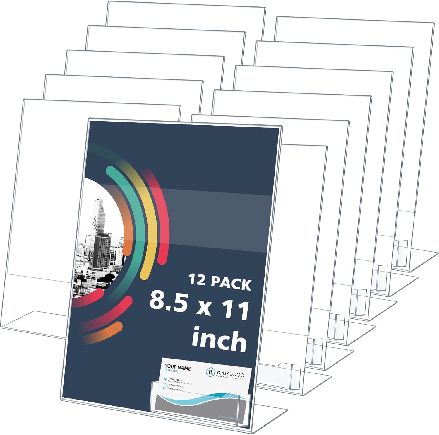 Remerry 12 Pcs Acrylic Sign Holder for Office Table Displays