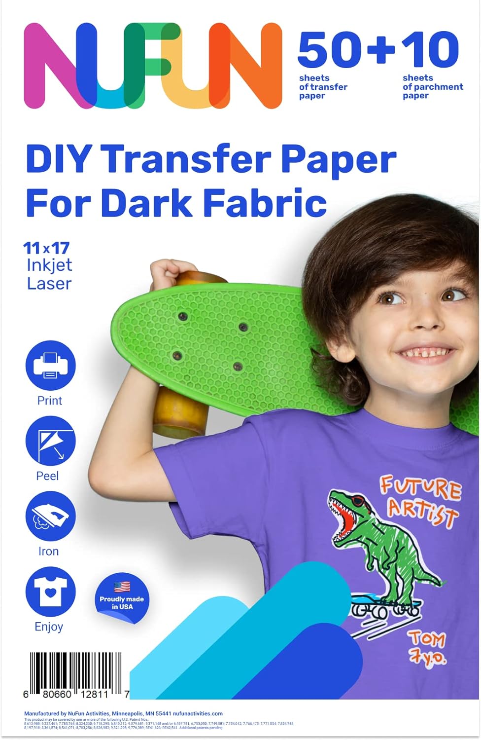 Inkjet Printable Iron-On Transfer Paper 11x17 for Dark Fabrics