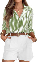 siliteelon Striped Button Down Shirt for Women - Wrinkle-Free Style