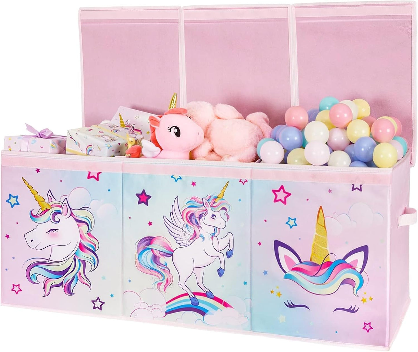 WERNNSAI Extra Large Unicorn Toy Chest for Kids Storage