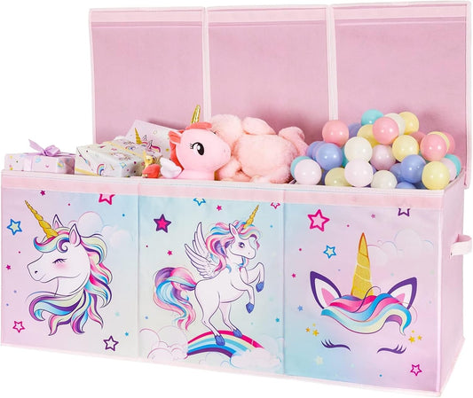 WERNNSAI Extra Large Unicorn Toy Chest for Kids Storage