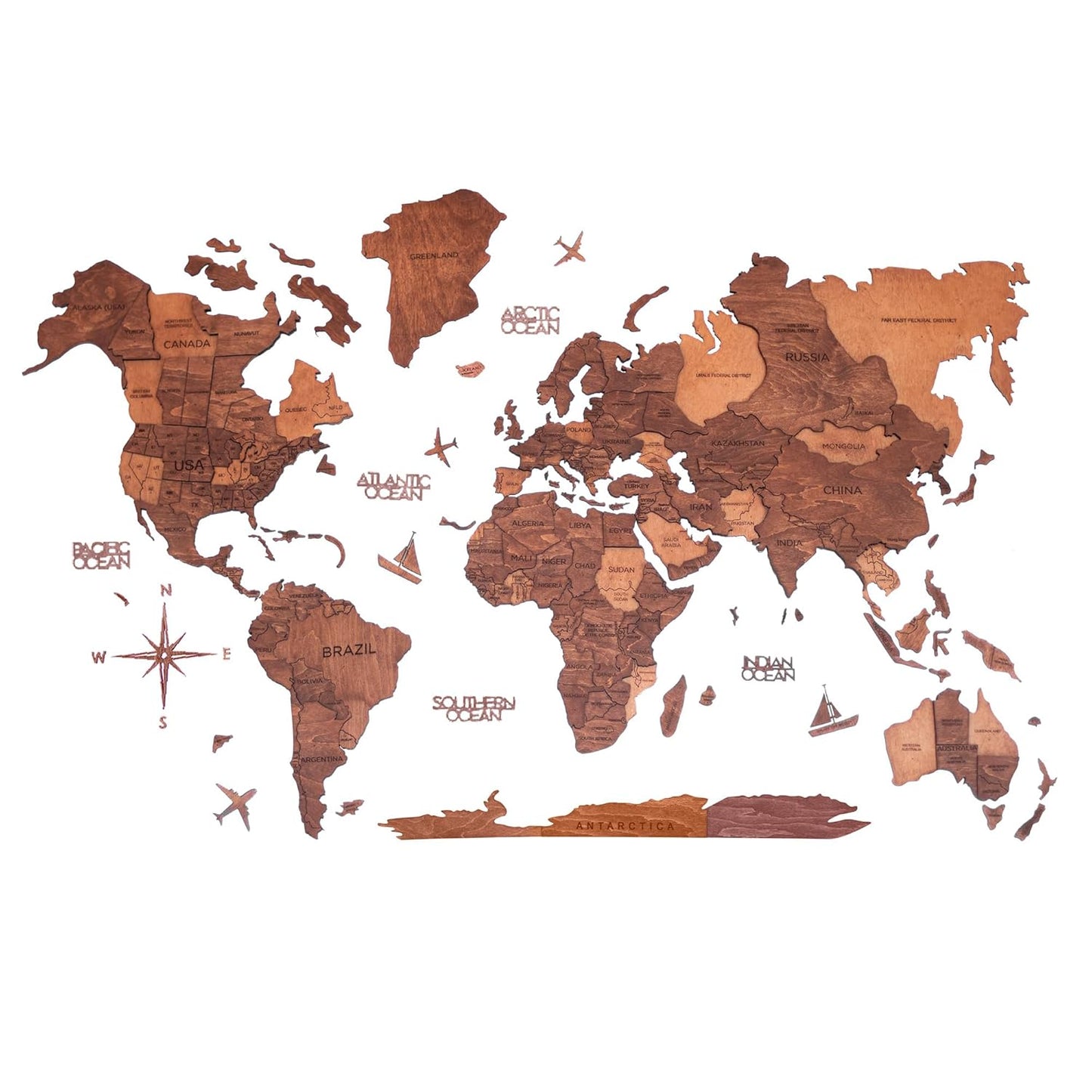 3D Wooden World Map Wall Art for Home and Office Decor