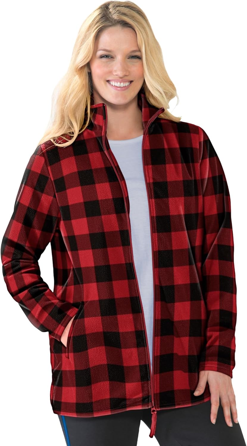 Plus Size Zip-Front Microfleece Jacket for Cozy Comfort