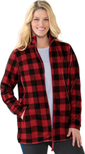 Women Plus Size Zip-Front Microfleece Jacket - Long Oversized