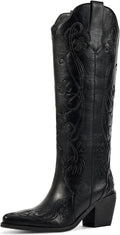 Cowgirl Boots for Women Knee High Floral Embroidered - Comfortable