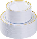 BESTVIP Gold Plastic Plates 100PCS - Elegant Disposable Dinner