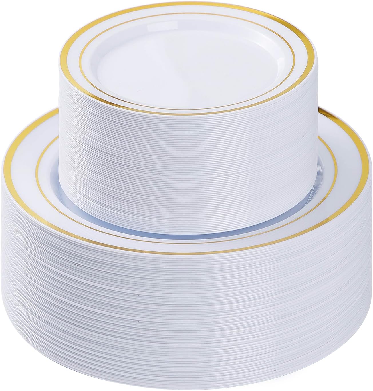 100PCS Gold Plastic Plates for Parties, Weddings, and Birthdays