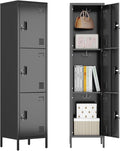Metal Storage Employees Lockers 3-Door Locking Cabinet - Compact 66in