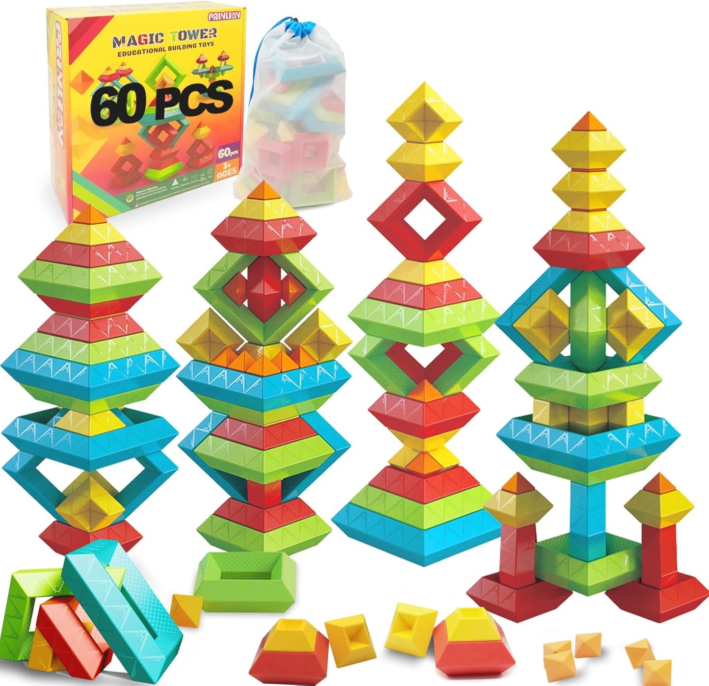 Prinlion Montessori Stacking Blocks - Educational Fun!