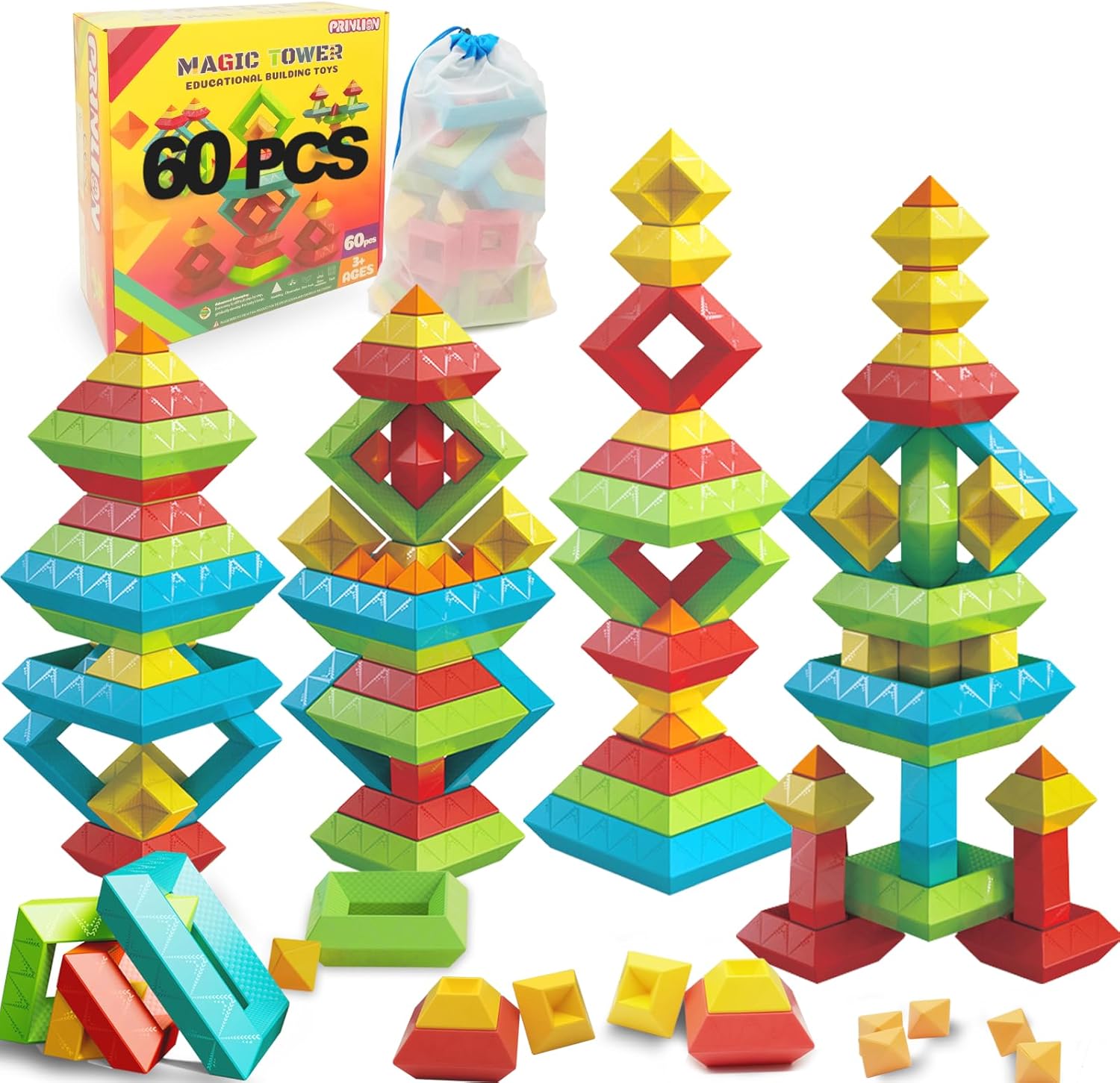 Prinlion Montessori Stacking Blocks - Educational Fun!