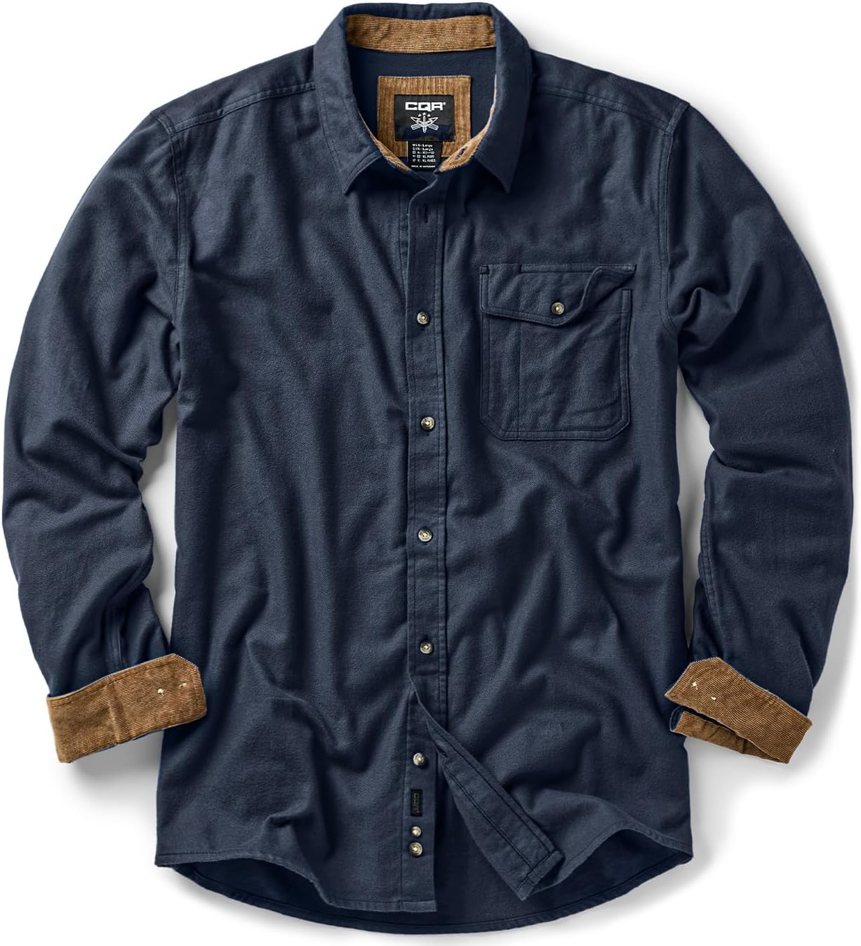 CQR Men's All Cotton Flannel Shirt for Outdoor Comfort
