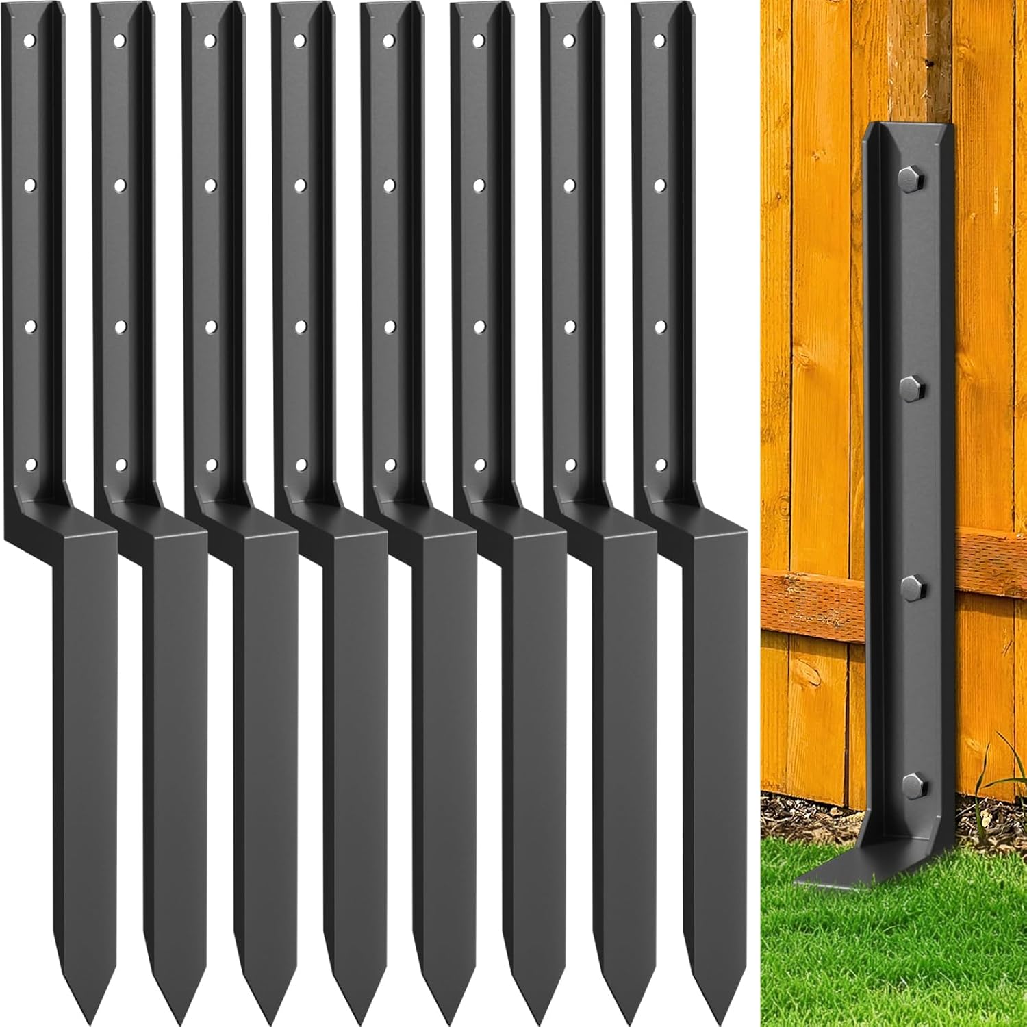 8 Pack Fence Post Repair Kit for Heavy Duty Support and Stability