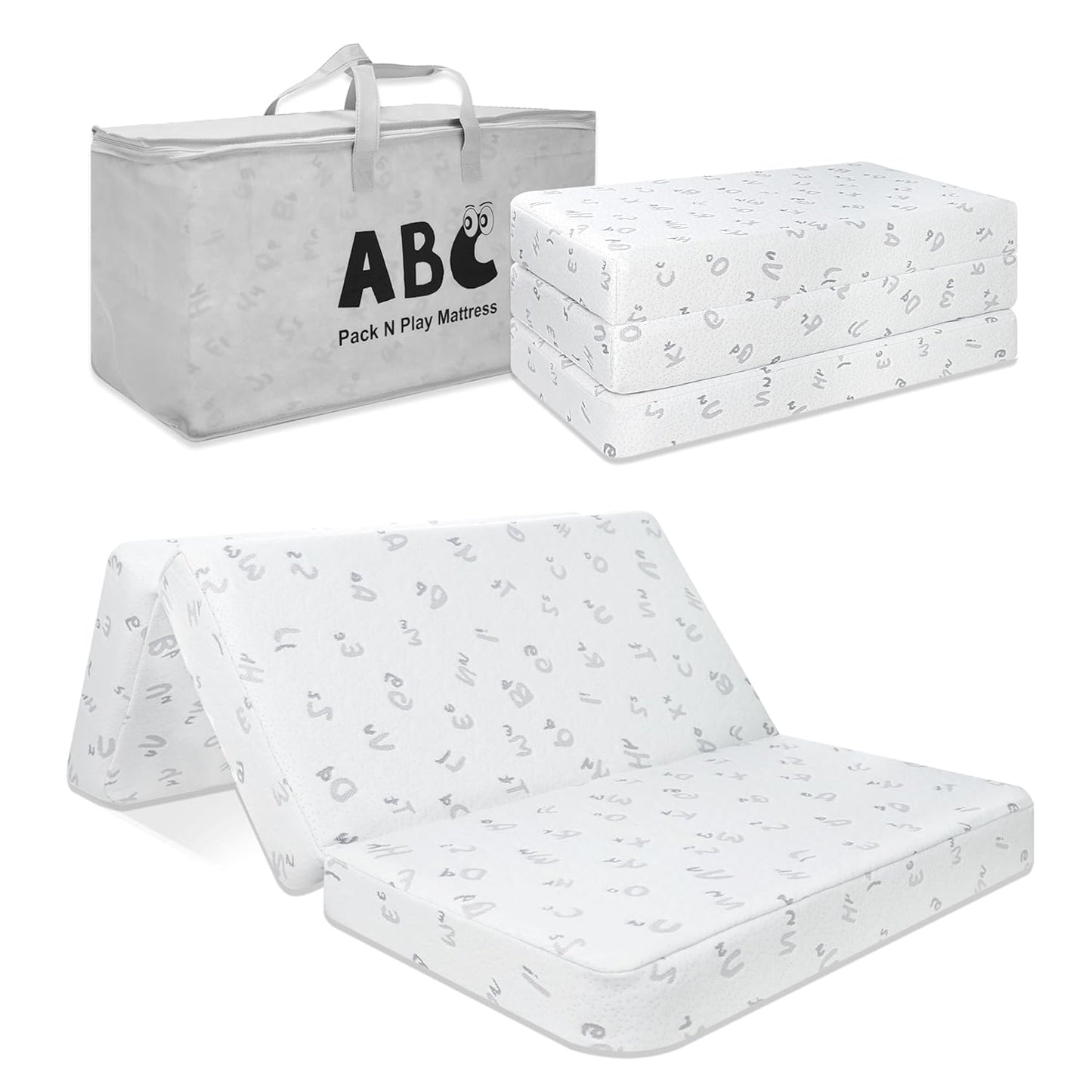 Trifold Pack and Play Mattress for Baby with High Density Foam