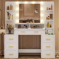 Makeup Vanities with Mirror and Lights - Glass Top Vanity Desk
