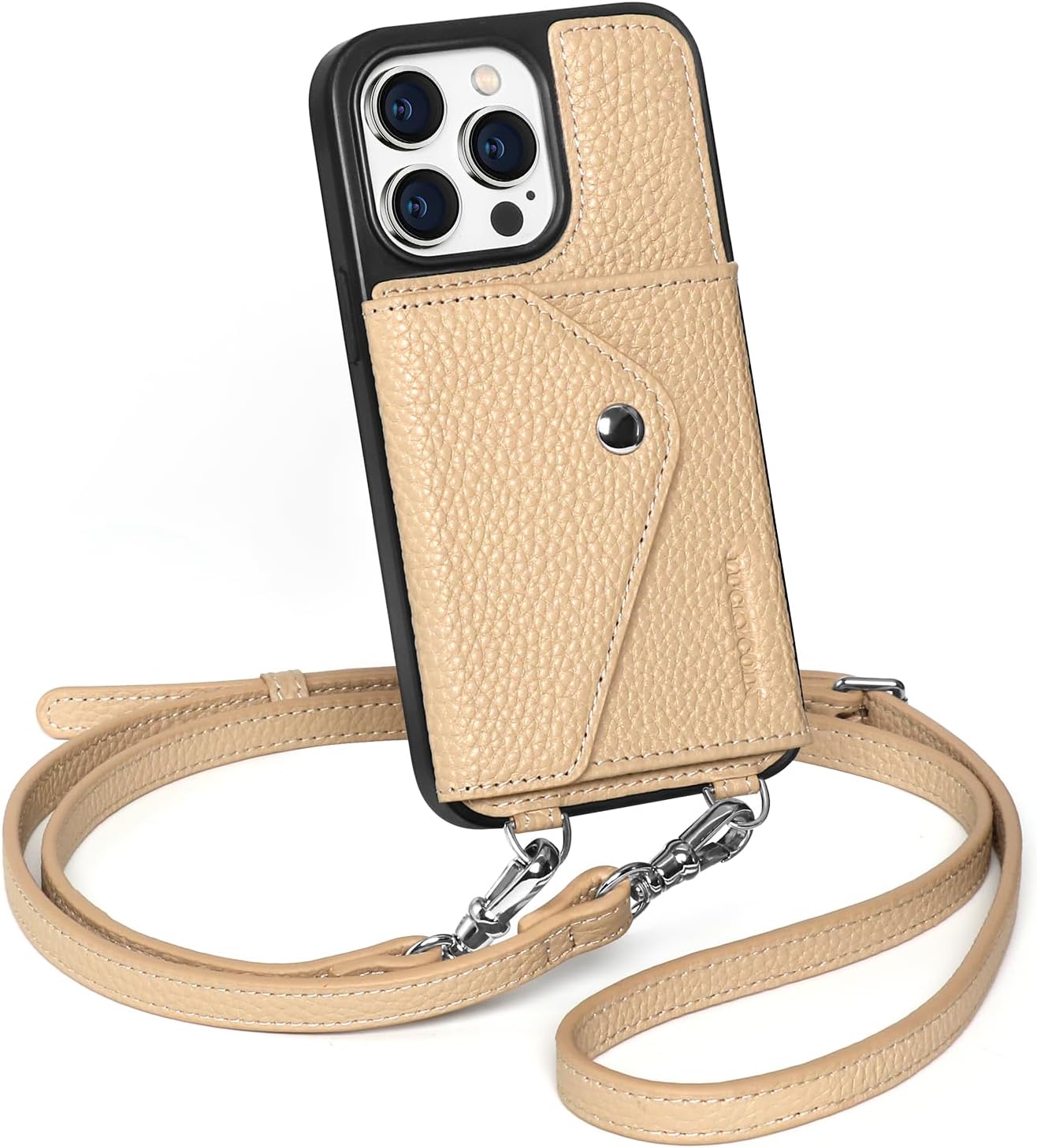 Crossbody Phone Case for iPhone 14 Pro - Leather Wallet Design