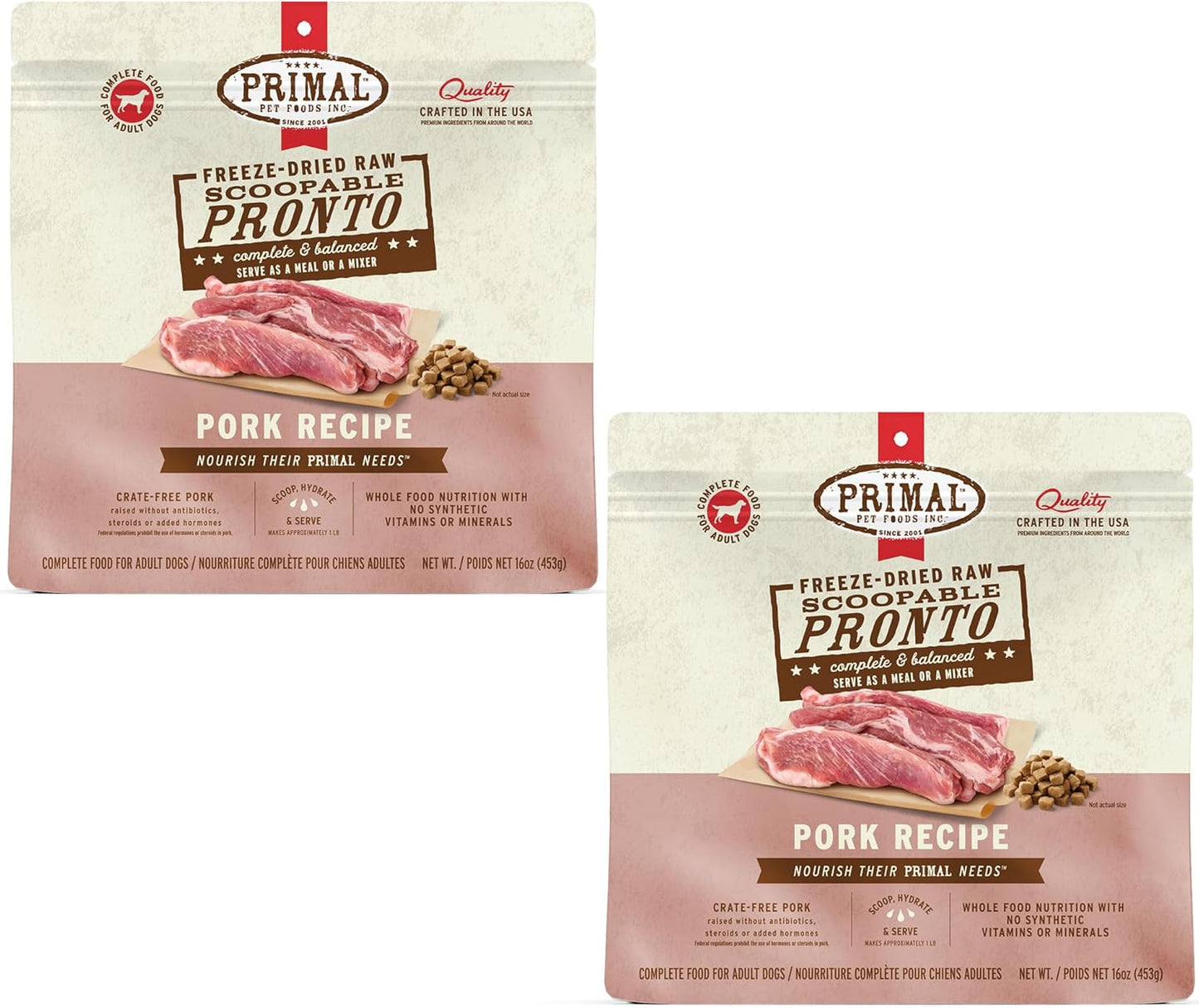 Primal Freeze Dried Dog Food Pronto Mini Nuggets Pork 16 oz
