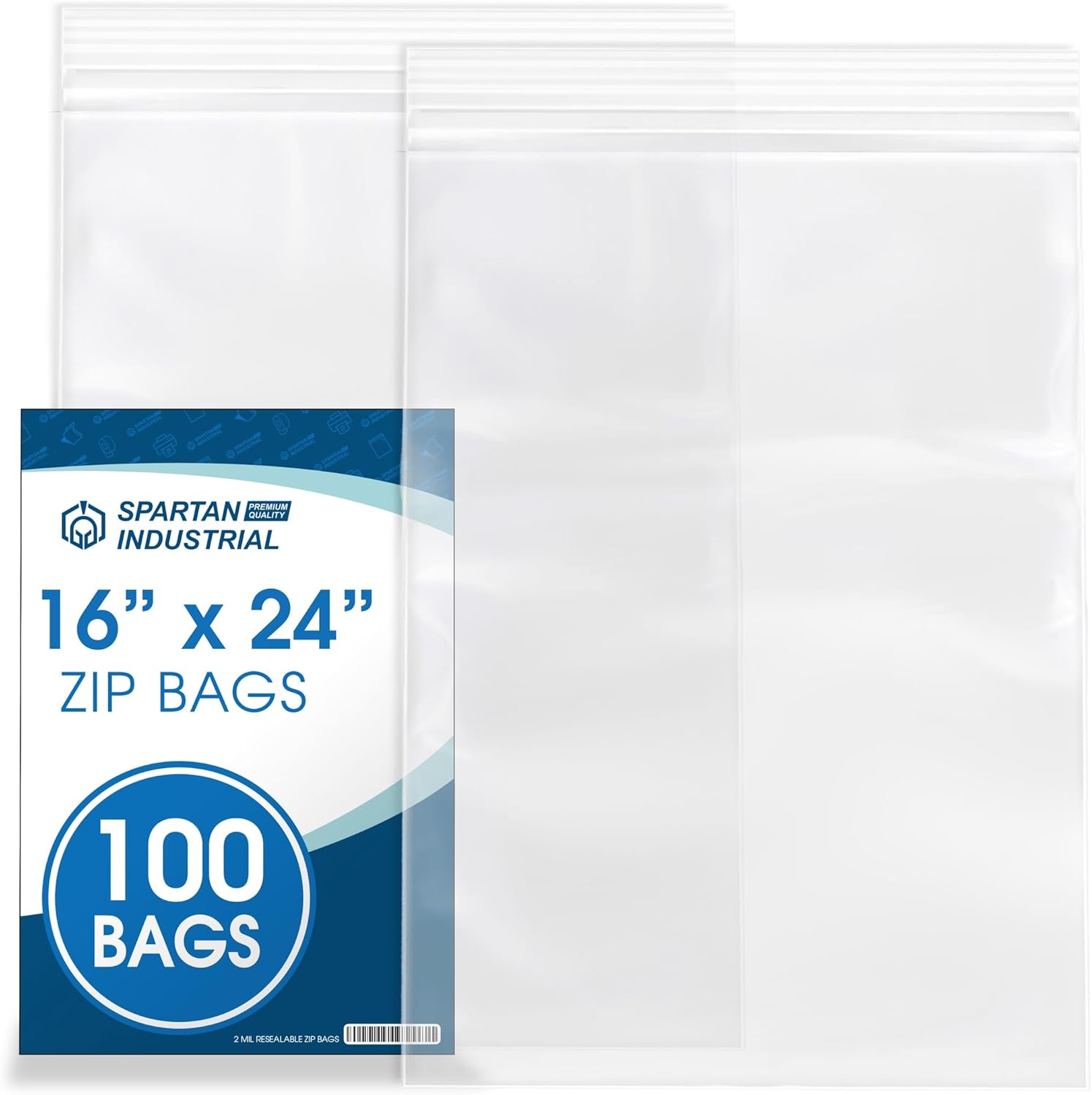 Spartan Industrial 16 X 24 Clear Reclosable Zip Bags 100 Count