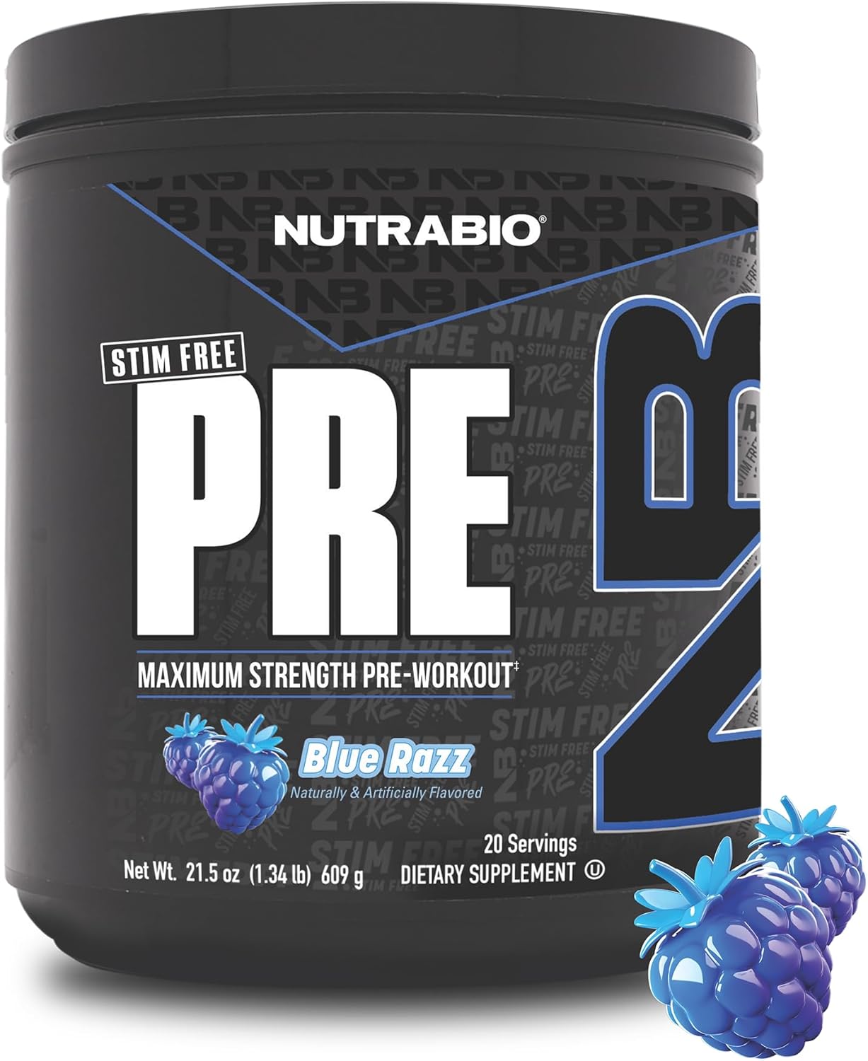 NutraBio STIM-Free PRE Workout for Men - Extreme Pumps & Focus