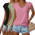 Womens V Neck T Shirts 3 Pack - Comfortable Casual Summer Tees Shoes
