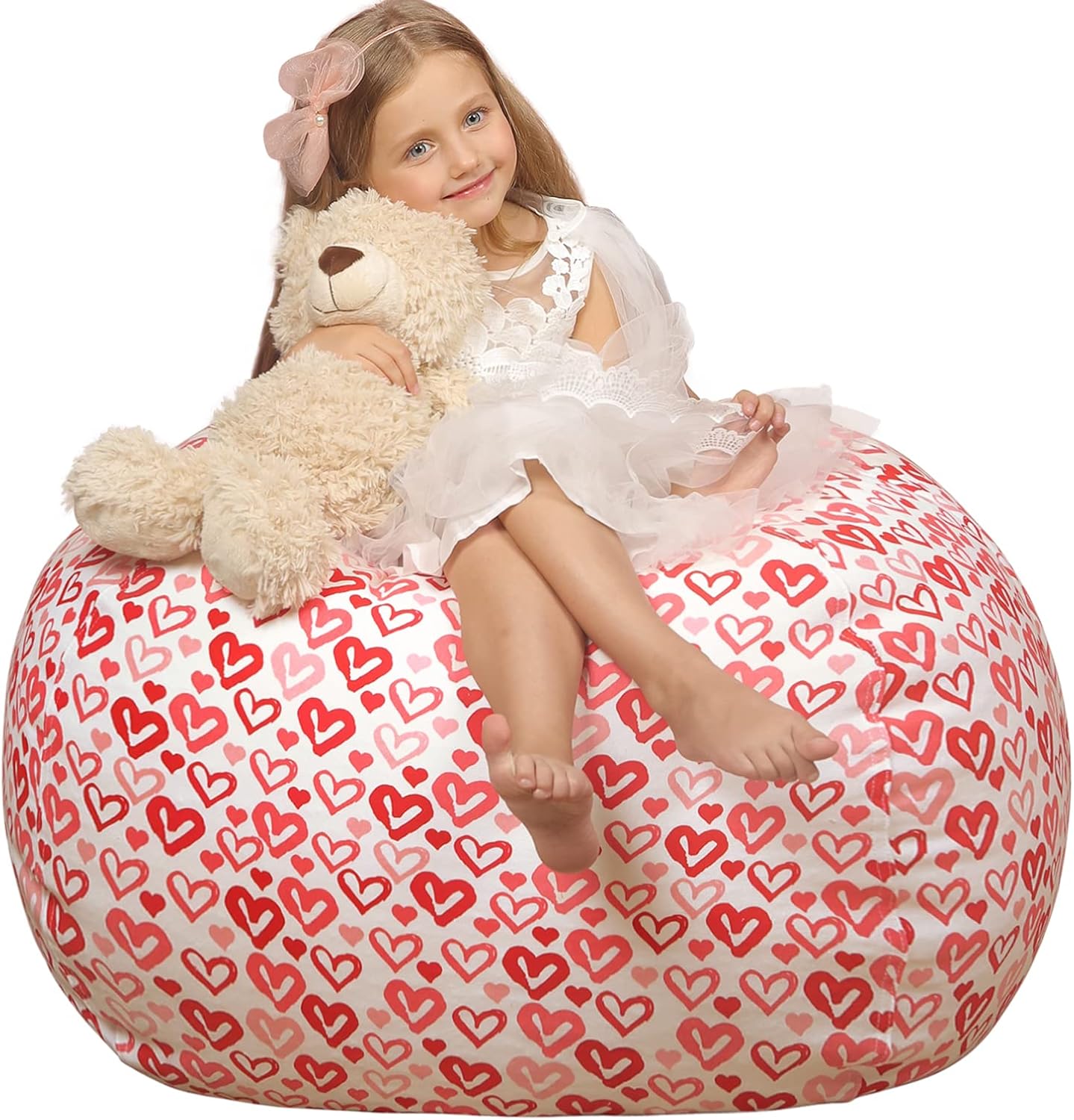 WEKAPO Stuffed Animal Storage Bean Bag Chair Cover for Kids
