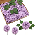 JOYLEX Artificial Roses 100pcs Light Purple - Realistic Latex Foam