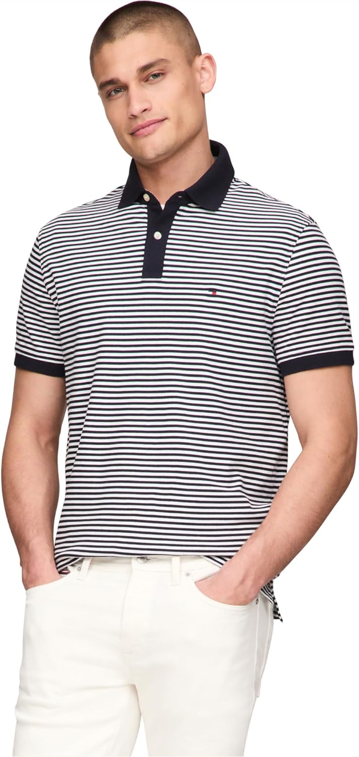 Tommy Hilfiger Men's Slim Fit Polo Shirts with Organic Cotton